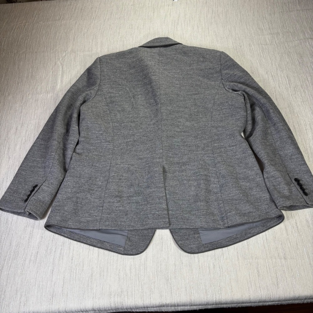 Ann Taylor Gray Wool Blend Single Button Blazer Jacket Piped‎ Trim Plus Size 18 - Picture 7 of 9
